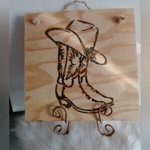 Rustic Cowboy Boots & Hat Rustic Wall Art 12X12